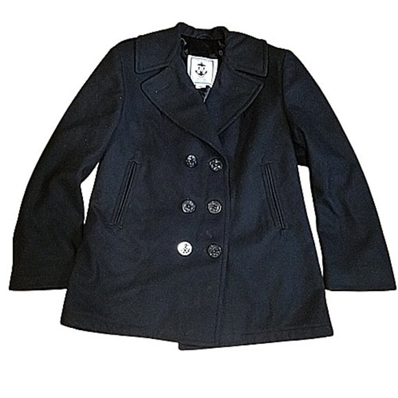 Sterlingwear Anchor Collection Women's Wool Navy peacoat  Black sz 14R - Picture 1 of 5